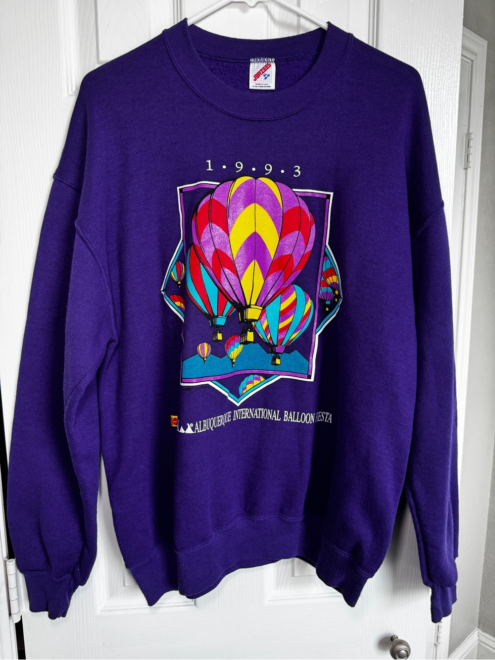 Jerzees Purple 1993 Albuquerque balloon festival  Crewneck Sweatshirt